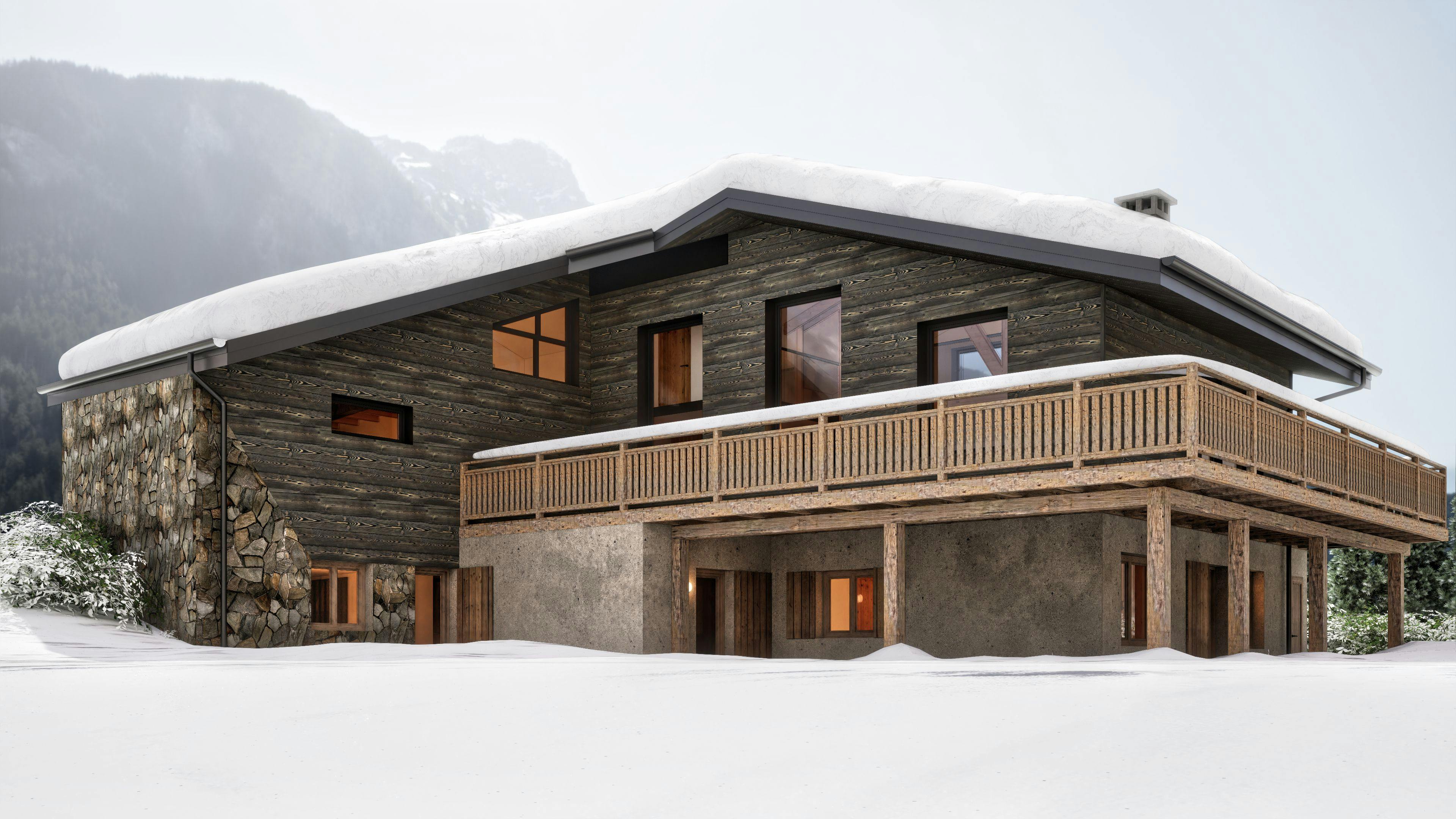 Rénovation complète d'un chalet à l'Alpe d'Huez par Architéa Grenoble Est en hiver