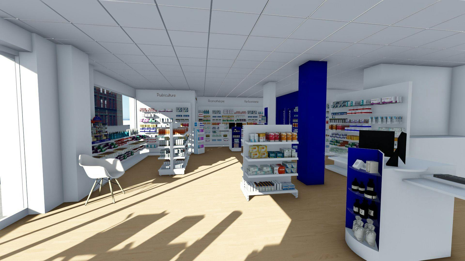 Rénovation intérieure de pharmacie à Amiens