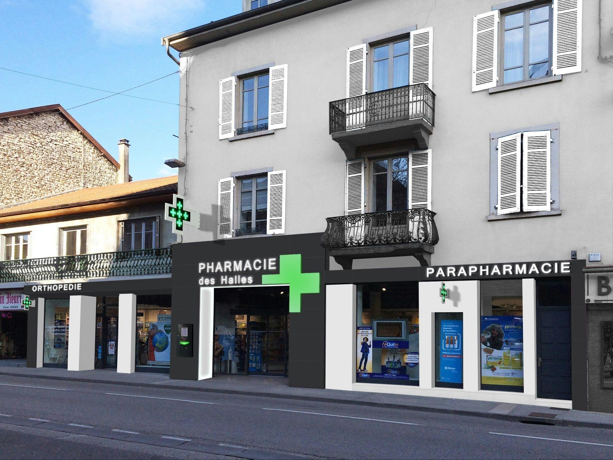 devanture de pharmacie rénovée par Architéa Montpellier