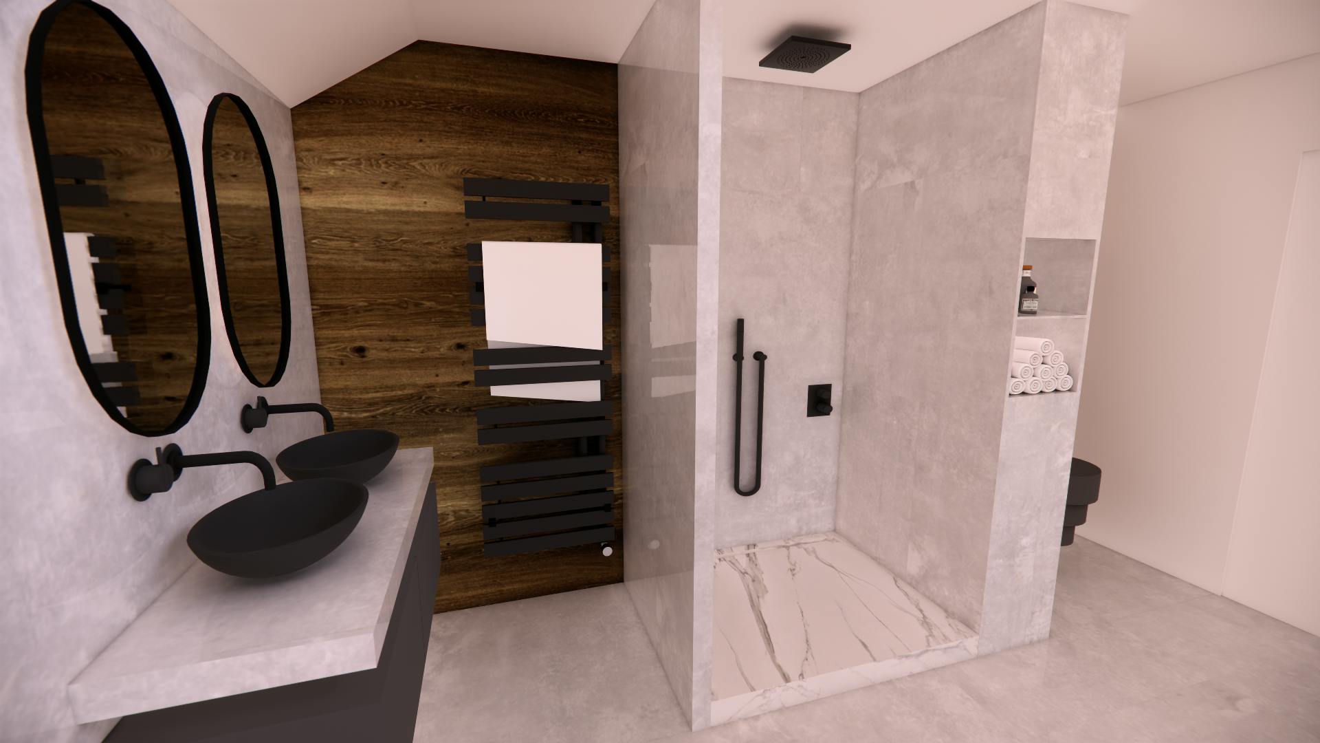 vue de la conception d’une salle de bain rénovée par Architéa Chambéry