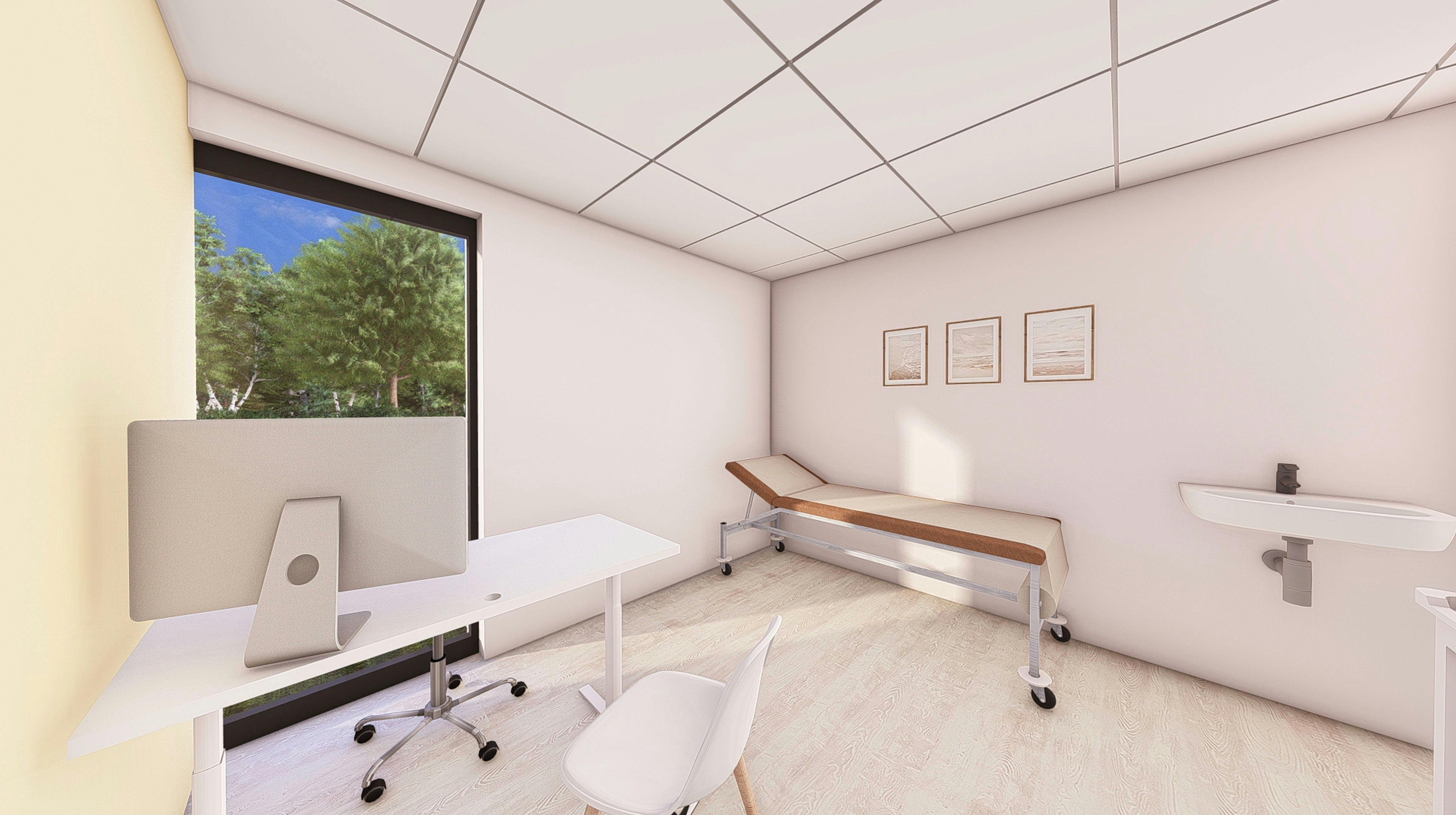 vue salle privée dans cabinet médical à Albi rénové par Architéa Albi / Gaillac