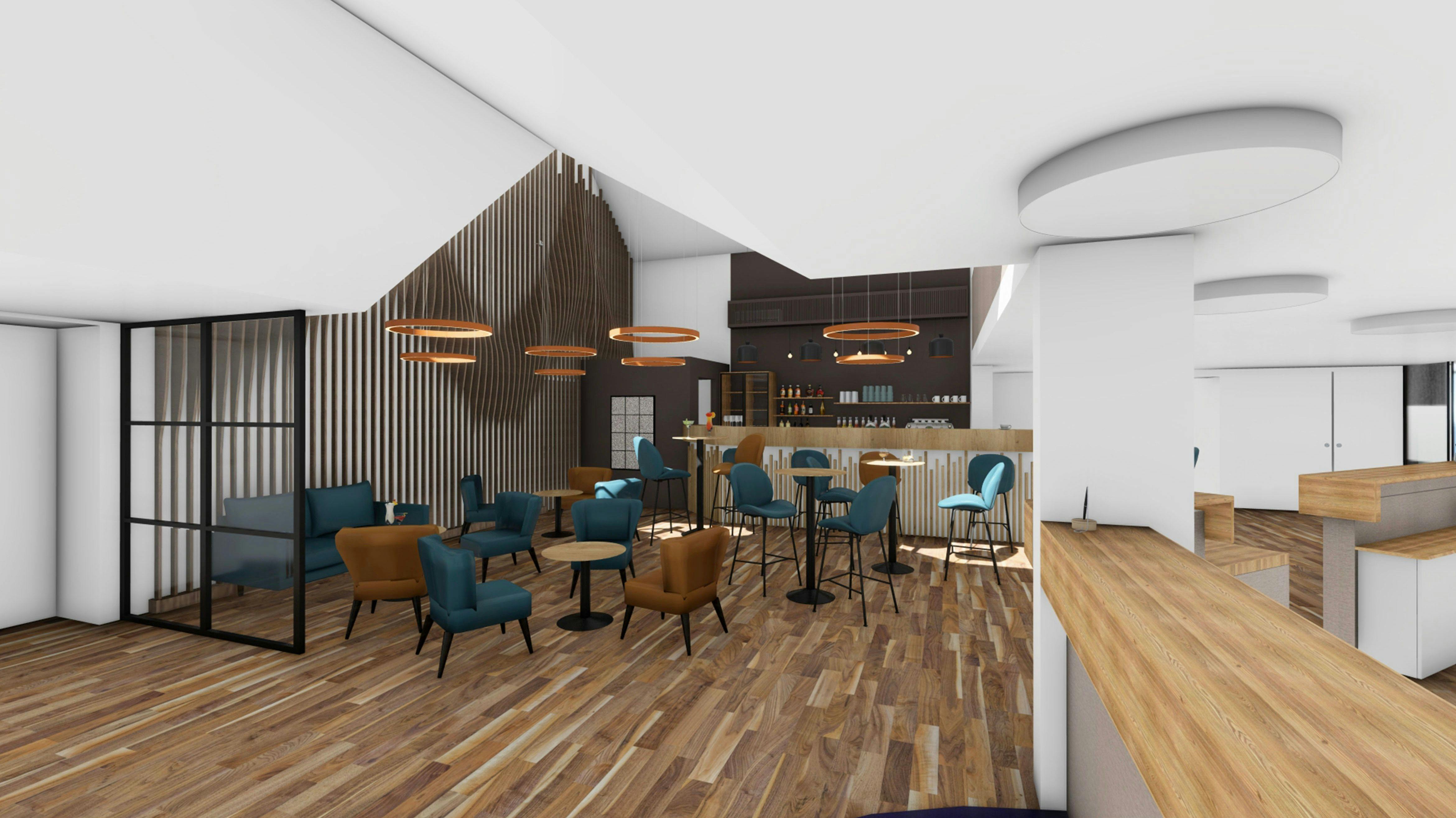 conception 3D de la salle de bar à Rouen 