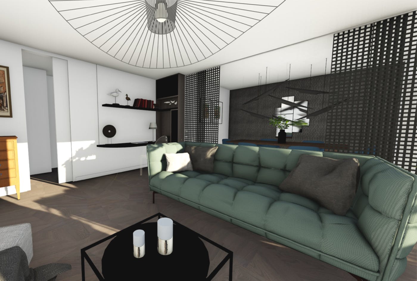 Salon moderne et convivial dans le cadre d'une rénovation d'appartement à Pontoise par Architéa